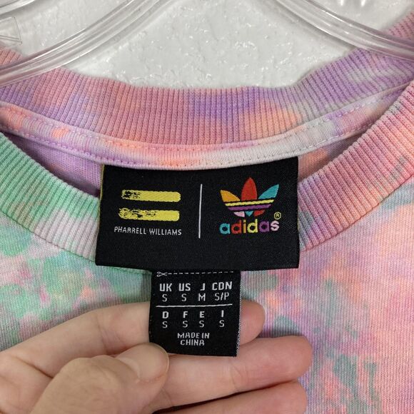 Adidas Pharrell Williams Shirt Mens Small Tie Dye Pastel HU Holi 3-Stripes Globe - Picture 7 of 13